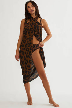 Beach Riot Sunny Sarong Caramel Leopard