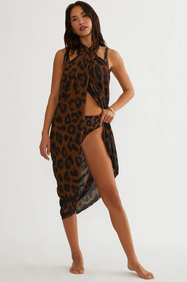 Sunny Sarong - Caramel Leopard