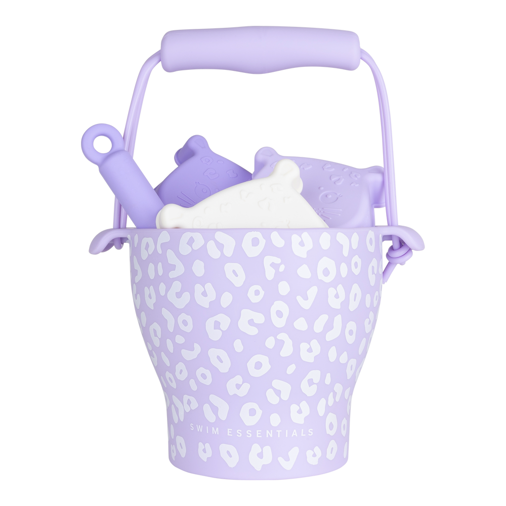 Swim Essentials Lila Leopard Silicone Sand Bucket Set