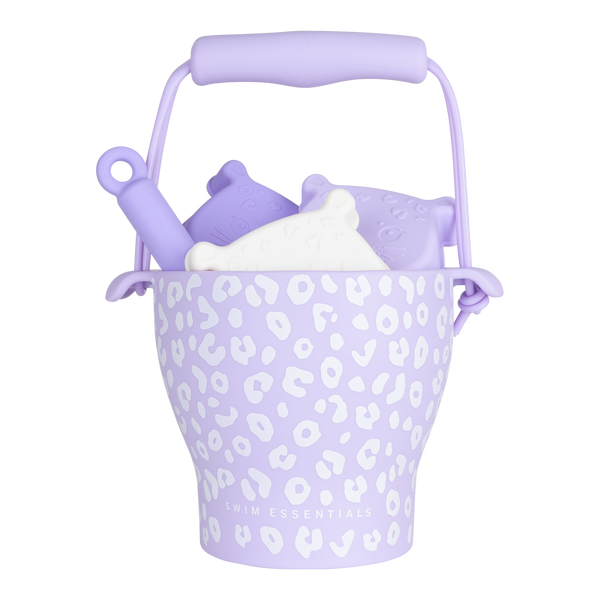 Swim Essentials Lila Leopard Silicone Sand Bucket Set