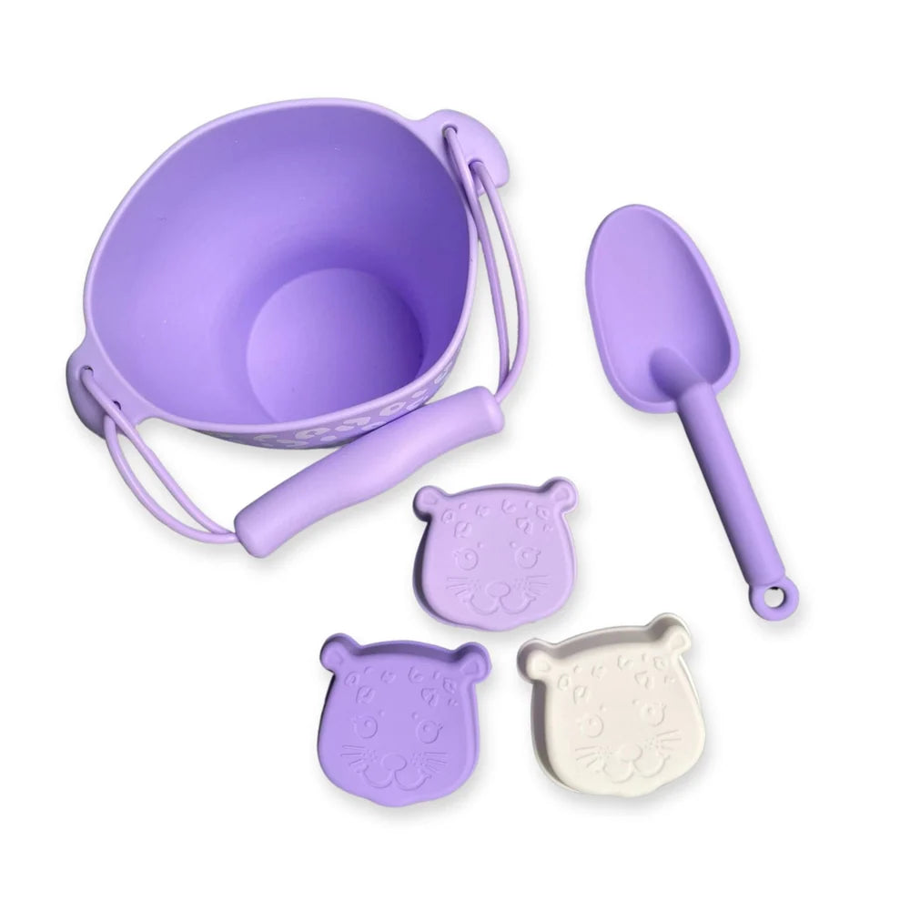 Swim Essentials Lila Leopard Silicone Sand Bucket Set