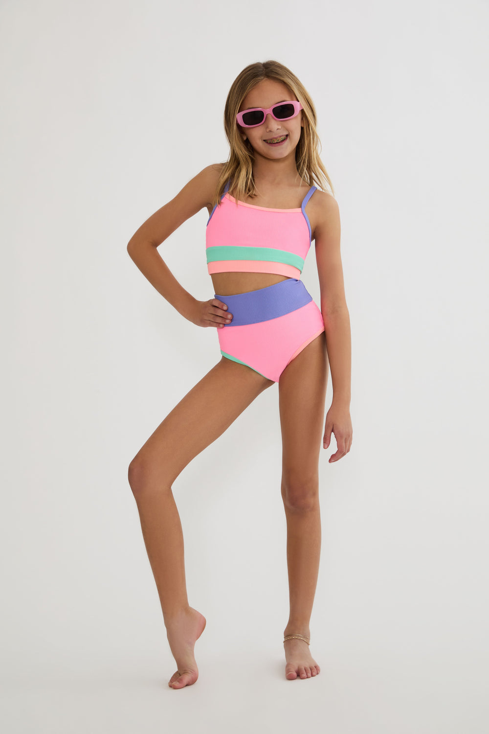 Beach Riot Little Eva & Emmie Set Sherbert Shores Colorblock