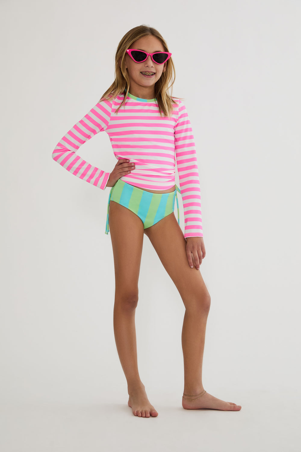 Beach Riot Little Addie & Janie Set Cove Stripe