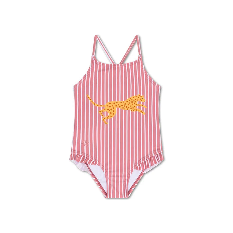 Swim Essentials Boldlines Red Kids Swimsuit