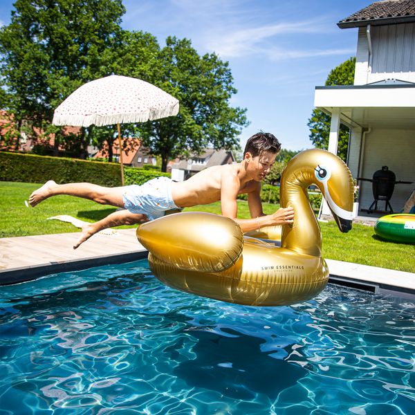 Swim Essentials Gold Swan Ride-On Float 150 cm