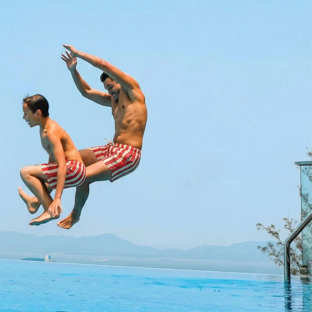 Swim Essentials Lobster Stripe Adult Swim Shorts