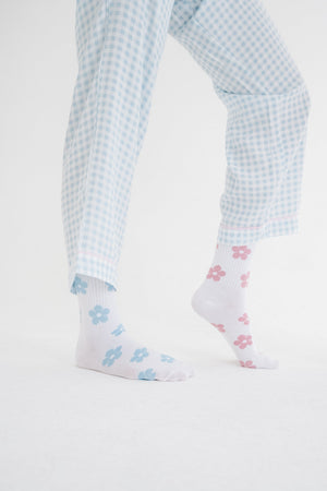 Unpair Daisy Me Rollin' Pink/Blue Socks - Kids