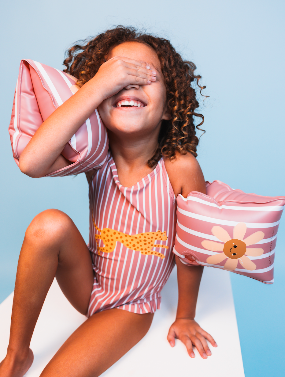 Swim Essentials Boldlines Red Kids Swimsuit
