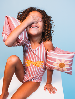 Swim Essentials Boldlines Red Kids Swimsuit
