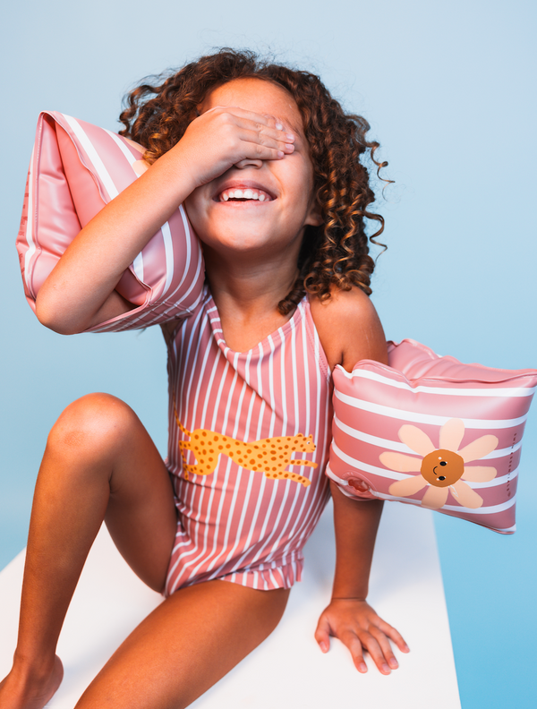 Swim Essentials Boldlines Red Kids Swimsuit