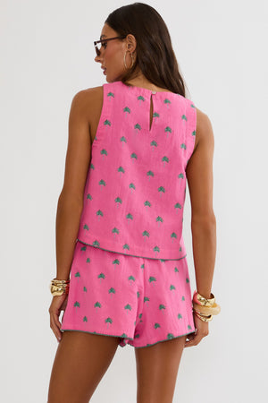 Beach Riot Dollie Sleeveless Top Flamingo Fronds