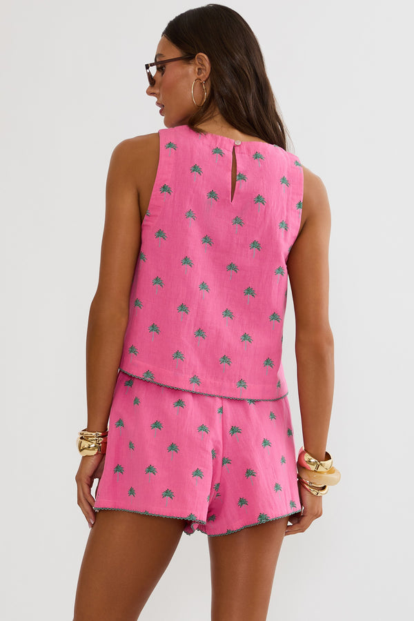 Beach Riot Dollie Sleeveless Top Flamingo Fronds